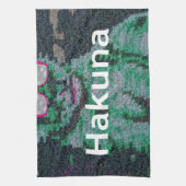 Groene leeuw met roze bril "Hakuna Matata" Art Theedoek (Verticaal)