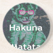 Groene leeuw met roze bril "Hakuna Matata" Art Zandsteen Onderzetter (Voorkant)