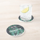 Groene leeuw met roze bril "Hakuna Matata" Art Zandsteen Onderzetter (Zijkant)