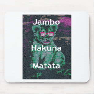Groene Leeuw met Roze Bril "Hakuna Matata" Kunst Muismat
