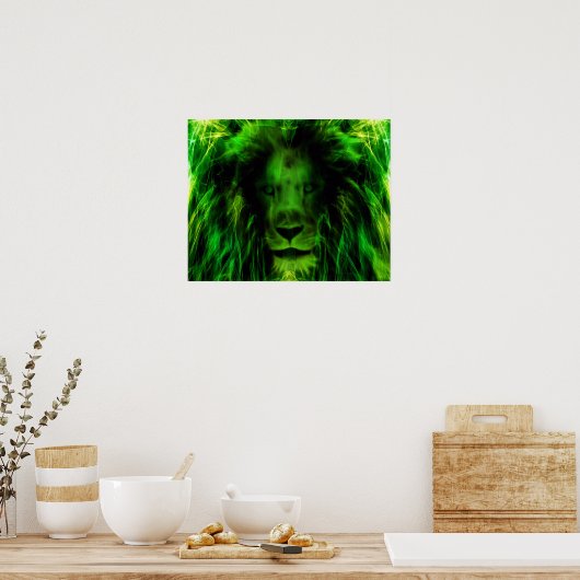 Groene leeuw poster (Keuken)