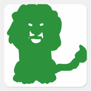 Groene Leeuw Silhouet Vierkante Sticker