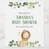 Groene Leeuwen Baby Shower Bloemige Wijnlabel Wijn Etiket (Enkel label)