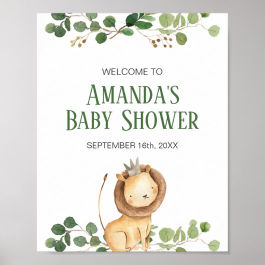 Groene Leeuwen Welkomstbord Baby Shower Poster (Voorkant)