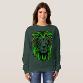 Groene leeuwenkop - Lion Sweatshirt Portret Draaie (Voorkant volledig)