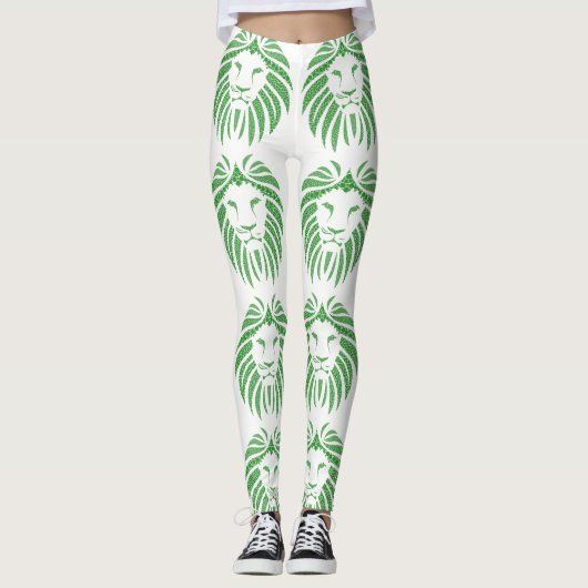 Groene Leeuwenkop op elke kleur Leggings (Voorkant)