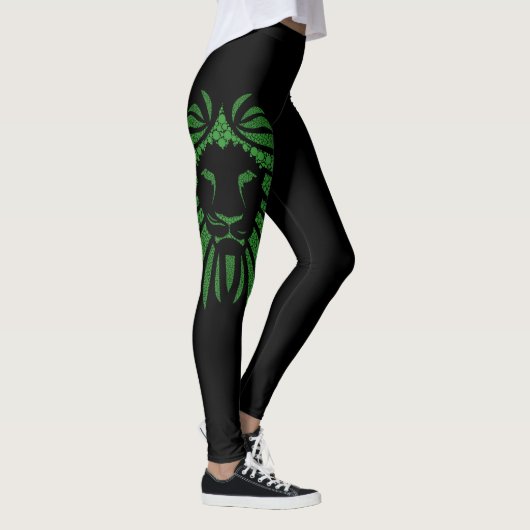 Groene leeuwenkop op elke kleur Leggings (Rechts)