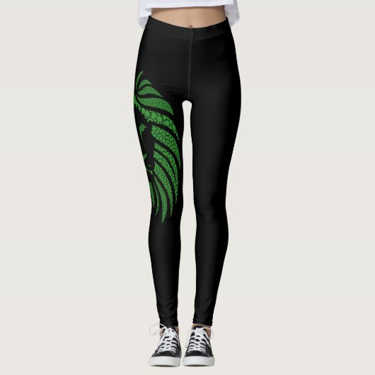 Groene leeuwenkop op elke kleur Leggings (Voorkant)