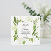 Groene lef Elegant Botanical Wedding Invitation Kaart (Staand voorkant)