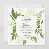 Groene lef Elegant Botanical Wedding Invitation Kaart (Voorkant)