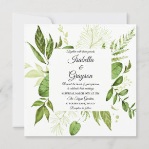 Groene lef Elegant Botanical Wedding Invitation Kaart