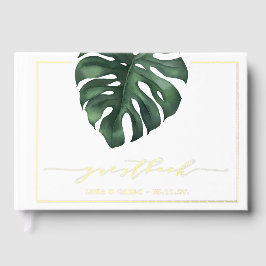 Groene lef Monstera Wedding Guest Book Gastenboek