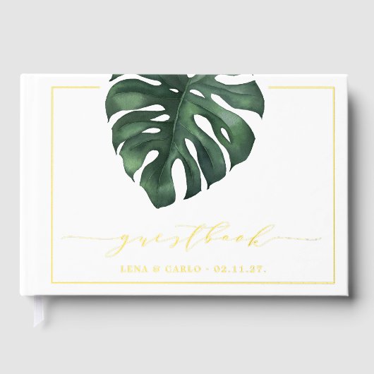 Groene lef Monstera Wedding Guest Book Gastenboek (Voorkant)