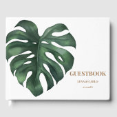 Groene lef Monstera Wedding Guest Book Gastenboek (Voorkant)