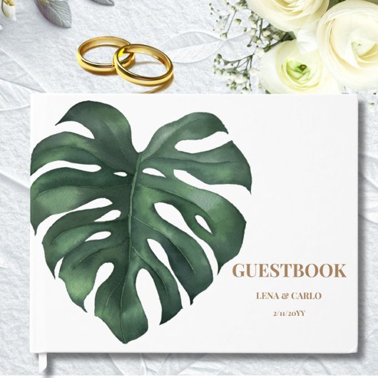 Groene lef Monstera Wedding Guest Book Gastenboek