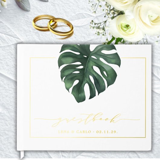 Groene lef Monstera Wedding Guest Book Gastenboek