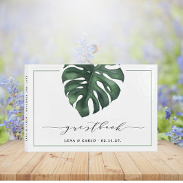 Groene lef Monstera Wedding Guest Book Gastenboek