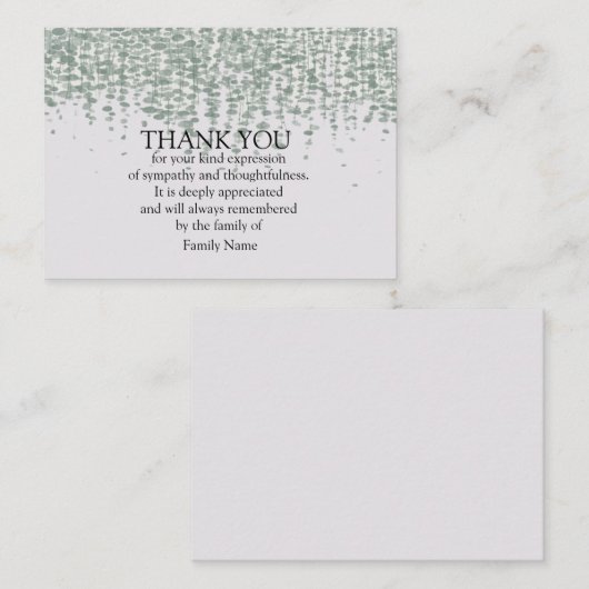 Groene lef na begrafenis bedankt kaart notitiekaartje (Voorkant / Achterkant)