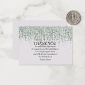 Groene lef na begrafenis bedankt kaart notitiekaartje (Voorkant / Achterkant in situ)