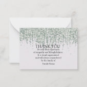 Groene lef na begrafenis bedankt kaart notitiekaartje (Voorkant)