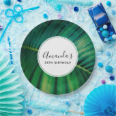 Groene lef palm rond Tropische Natuur Birthday Papieren Bordje (Feest)