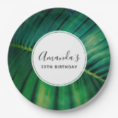 Groene lef palm rond Tropische Natuur Birthday Papieren Bordje (Voorkant)