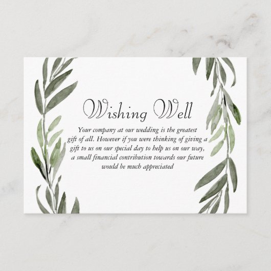 Groene lef Wreath Wedding Goed Informatiekaartje (Voorkant)