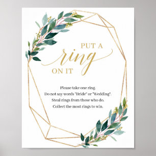 Groene 'Leg een ring om haar vinger' spelbord voor Poster