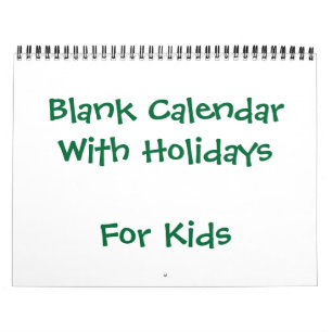 Groene lege kalender met feestdagen voor kinderen