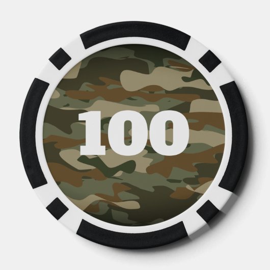 Groene leger camo aangepaste casino poker chips (Achterkant)