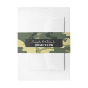 Groene leger camouflage bruiloft uitnodigingen wikkel