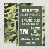 Groene leger camouflage verjaardagsfeest uitnodigi kaart (Voorkant / Achterkant)