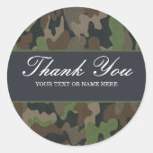 Groene leger dank u camouflage camo jacht ronde sticker (Voorkant)