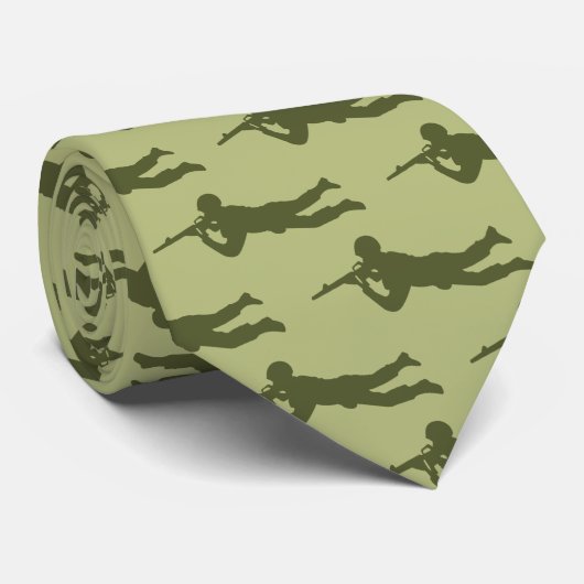 Groene Leger Mannen Sniper Pose Stropdas (Opgerold)