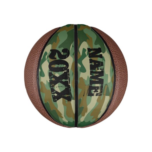 Groene legercamouflage, aangepaste naam mini baske basketbal (Verticaal)