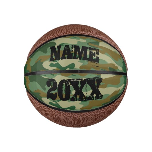 Groene legercamouflage, aangepaste naam mini baske basketbal (Voorkant)