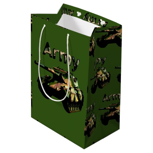 Groene legertank, middelgrote Gift Bag Medium Cadeauzakje (Achterkant Gekanteld)