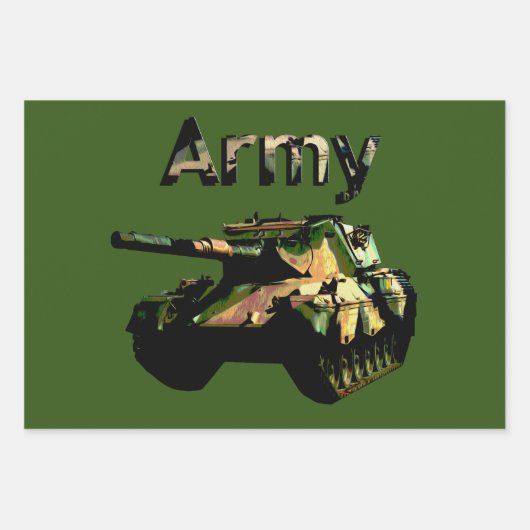 Groene legertank, papierbladen ompakken inpakpapier vel (Voorkant 2)