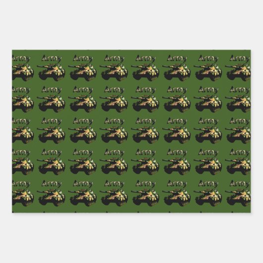 Groene legertank, papierbladen ompakken inpakpapier vel (Voorkant)