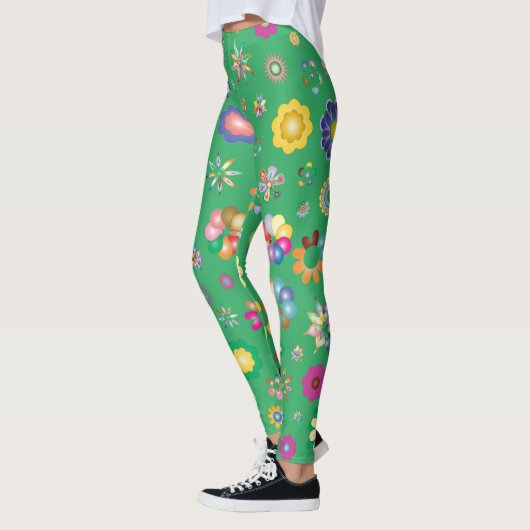 Groene Legging Multi bloemen (Links)