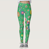Groene Legging Multi bloemen (Voorkant)