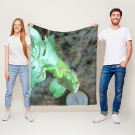 Groene leguaan fleece deken