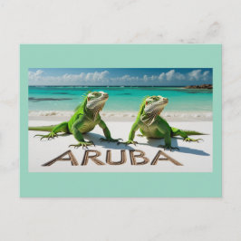 Groene leguanen in aruba feestdagenkaart