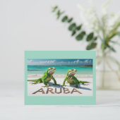 Groene leguanen op Aruba Feestdagenkaart (Staand voorkant)