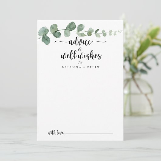 Groene lekkere eucalyptusbruiloft advieskaart (Staand voorkant)