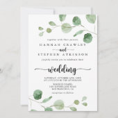 Groene lekkere eucalyptusfront en rugbruiloft kaart (Voorkant)