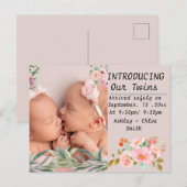 Groene lelie bloemen moeder van twinbaby aankondigingskaart (Voorkant / Achterkant)