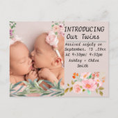 Groene lelie bloemen moeder van twinbaby aankondigingskaart (Voorkant)