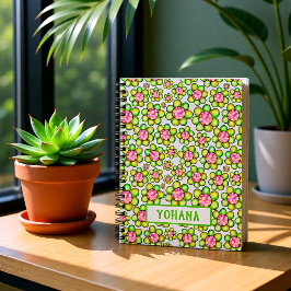 Groene Lente Bloem Persoonlijke Naam Notitieboek