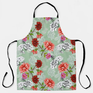 Groene Lente Bloemen: Hand getrokken Schort